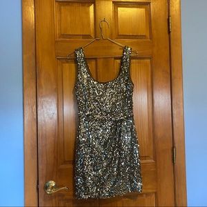 Shiny silver sequined mini dress